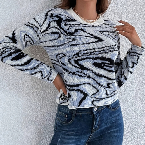 Women Casual Knitted  Print Sweater. - Picture 2 of 6